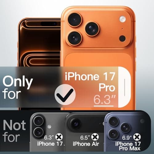 JETech Coque Mat Militaire iPhone 17 Pro, Protection contre les Chutes et Caméra pour 6,3 Pouces (Orange)