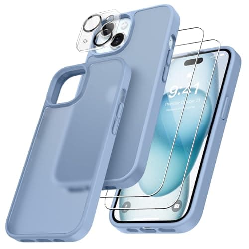 FLLAO Coque 4 en 1 pour iPhone 17 Pro | Verre Trempé x2 & Coussin d'Air IntÉgrÉ | Protection Antichoc & Antirayures | Ho — Bleu clair