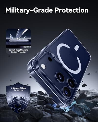 NIMASO Coque Transparente pour iPhone 17 Pro | Protection Antichoc Militaire & MagSafe Compatible | Anti-Jaunissement &
