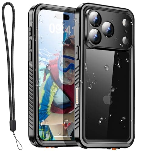 Coque étanche AICase IP68 pour iPhone 17 Pro Max 6,9", Protection 360°, Plongée Vinyl Bassin — Transparent