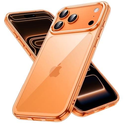 JETech Coque pour iPhone 17 Pro Max 6,9 Pouces - Étui Housse Anti-Jaunissement, Antichoc Bumper, Arrière Transparente An — Orange