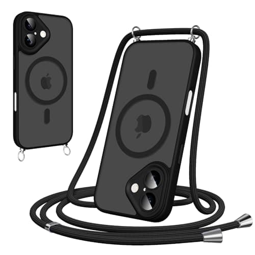 Woijrly Coque Magnétique pour iPhone 17 Pro Max, Noire avec Cordon et MagSafe Protection Arrière Mat — Noir
