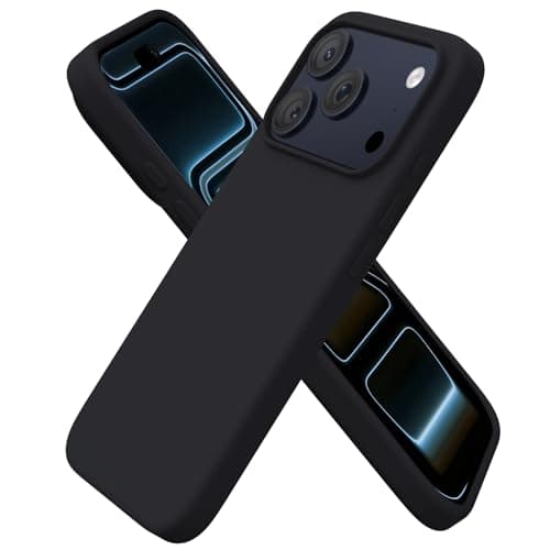 ORNARTO Coque en Silicone Liquide iPhone 17 Pro (6,3") - Protection Antichoc, Intérieur Doux en Microfibre, Bleu Marine — Noir