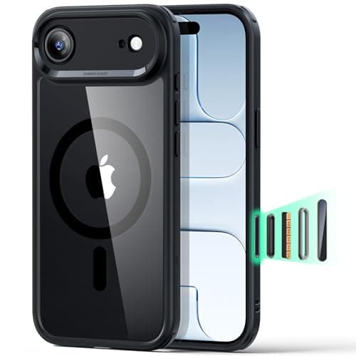 <think>

</think>

Coque ESR pour iPhone 17 Pro Max, Protection Caméra, Compatible MagSafe, Étui Militaire Antichute, Tr — B-Noir Transparent(with Button)