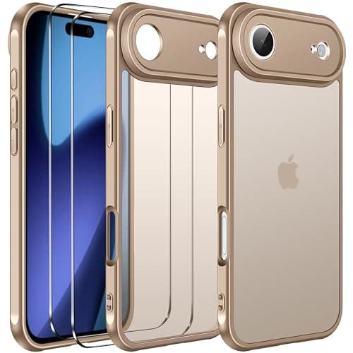Anti-Jaunissement Clair Coque Ivoler pour iPhone 17 Pro Max | Protection Militaire Antichoc | Verre Trempé Transparent — Désert Titane