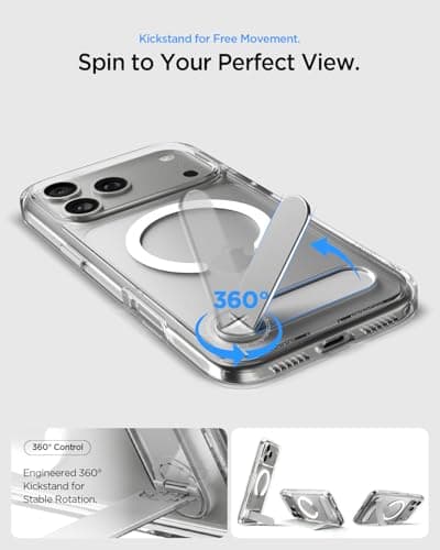 Coque iPhone 17 Pro Max 2025 avec Support 360° MagFit, DuraClear Ultra Hybrid S - Blanc