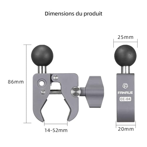 FANAUE Support de téléphone moto rotulé compatible RAM Mounts
