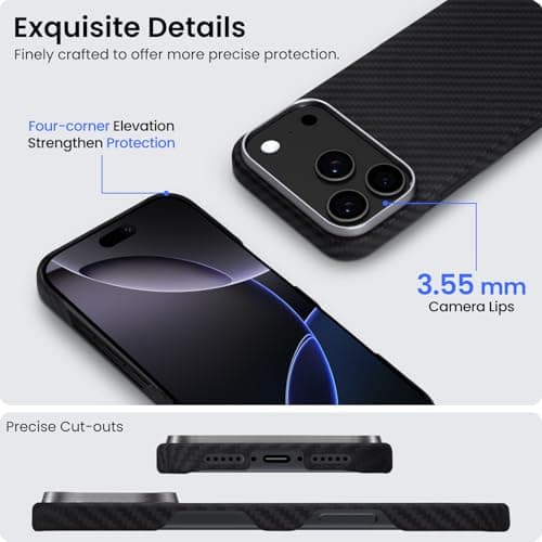 ORNARTO Coque pour iPhone 17 Pro Noir | Compatible MagSafe | Protection Militaire Antichoc | Anti-Rayures et Texture Ant