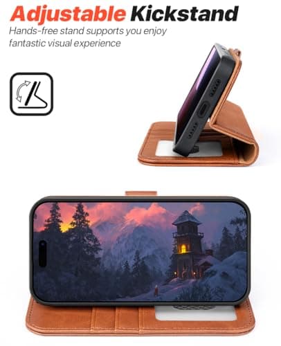 OCASE Coque iPhone 17 Pro 2-en-1 RFID Blocage Anti-Choc PU Cuir Portefeuille, Étui Étanche pour iPhone 17 Pro (6,3'', 20