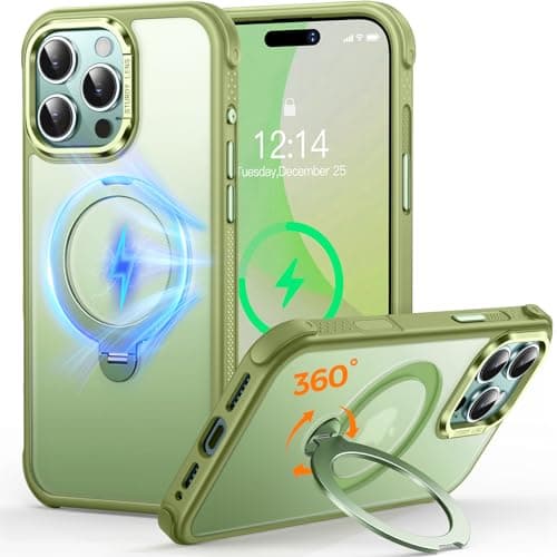 Coque O3 Mag-Stand pour iPhone 17 Pro Max Noir Mat [Béquille 360° Compatible MagSafe Toucher Peau Exceptionnel] 6,9" Mat — Vert