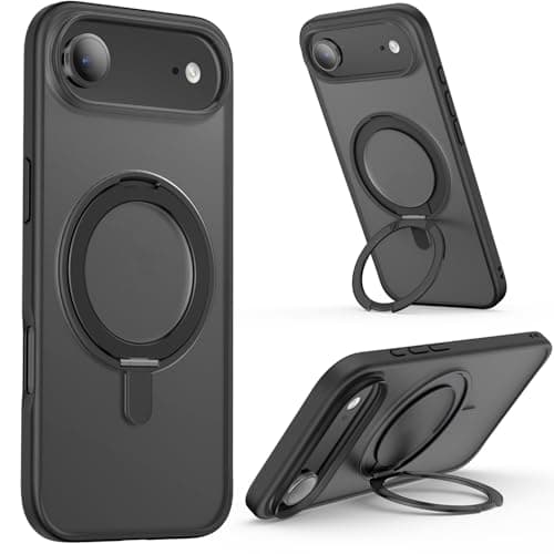 SURPHY Coque AntichociPhone 17 Pro Max Silicone Liquide Rouge Global Recycled Standard Antichoc Magnétique — A-Stand Noir