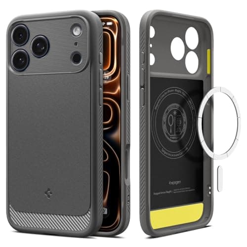 Spigen Coque Rugged Armor MagFit pour iPhone 17 Pro Max - Robuste, Protection Militaire, Gris