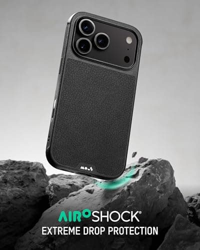 Coque Magnétique Mous pour iPhone 17 Pro - Protection Caméra, Qi2 MagSafe, Noir Véritable Cuir - Antichoc et Anti-Rayure