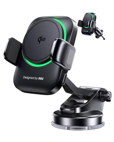 Chargeur Sans Fil INIUpour Voiture Compatible iPhone 17 16 15 14 13 Séries, Chargement Rapide Qi2 15W, Rotation 360°