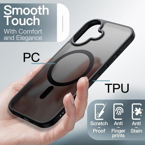 Coque JETech Magnétique iPhone 17 6,3", Compatible MagSafe, Housse Translucide Mat Anti-Chocs Noir