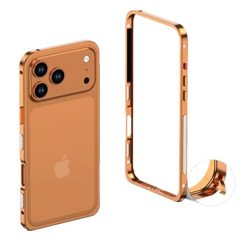 Teroxa Coque de protection antichoc pour iPhone 17 Pro Max, cadre en alliage d'aluminium aéronautique résistant aux choc — Orange étoilé