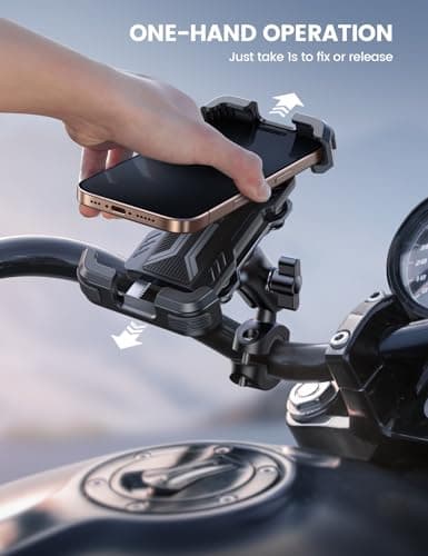 Support Téléphone Moto Lamicall - Antivol - Double Anti-Vibration - Métal 2 x 360° Pivotant - Vélo - iPhone 17 16 15 14
