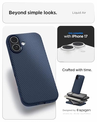 Spigen Coque Liquid Air pour iPhone 17 Édition 2025 - Flexible Bleu Marin