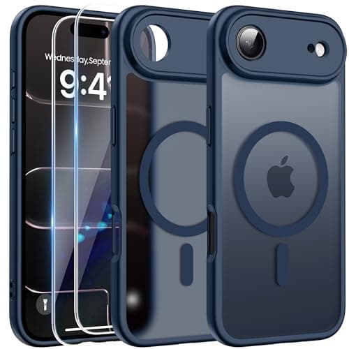 Coque Magnétique FLLAO pour iPhone 17 Pro Noir | 2 Verres Trempés + Protection MagSafe | Protection Totale et Étui Mat T — Bleu Orage