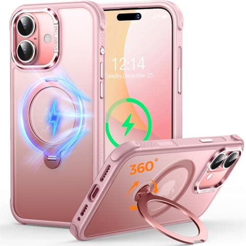Coque O3 Mag-Stand pour iPhone 17 Pro Max Noir Mat [Béquille 360° Compatible MagSafe Toucher Peau Exceptionnel] 6,9" Mat — Rose