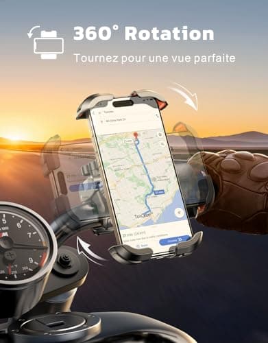 Rolgno Support Telephone Velo Libération Rapide & Rotation 360° Porte Téléphone Moto Verrouillage Sûr pour Smartphones |