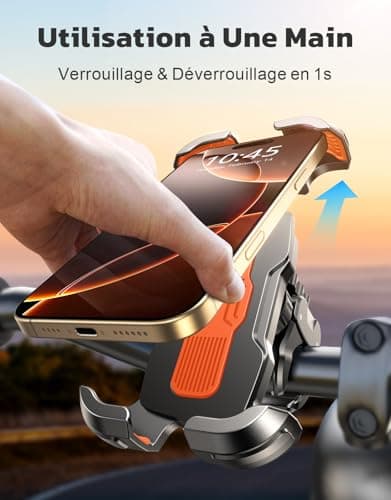 Rolgno Support Telephone Velo Libération Rapide & Rotation 360° Porte Téléphone Moto Verrouillage Sûr pour Smartphones |