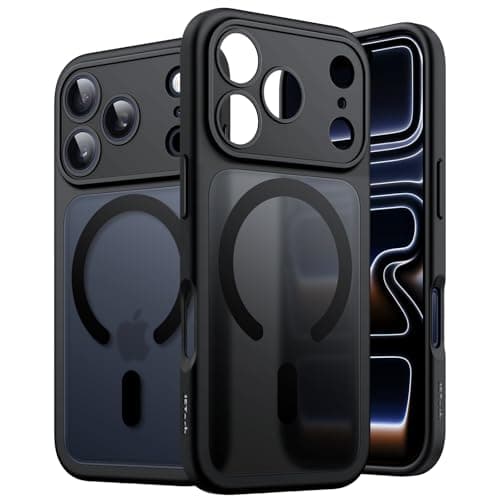 JETech Coque Magnétique Orange iPhone 17 Pro 6,3 Pouces Anti-Chocs Caméra Compatible MagSafe — Noir