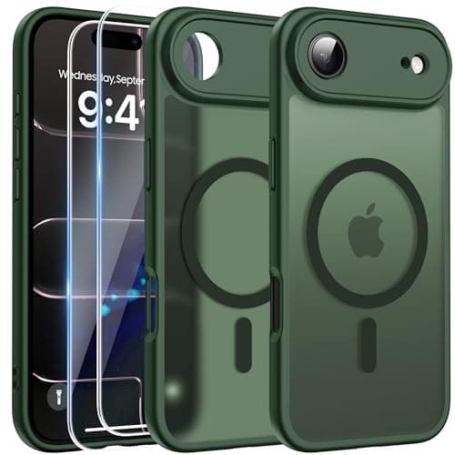 Coque Magnétique FLLAO pour iPhone 17 Pro Noir | 2 Verres Trempés + Protection MagSafe | Protection Totale et Étui Mat T — Vert
