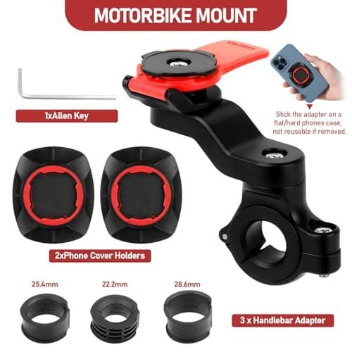 Support Smartphone Moto Universel Amovible et Rotatif 360° pour Guidon de Moto et Trottinette - Rouge