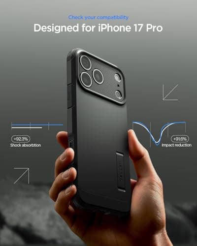Spigen Coque pour iPhone 17 Pro, Tough Armor T MagFit, Robuste - Noir  
Spigen Coque pour iPhone 17 Pro, Tough Armor T M