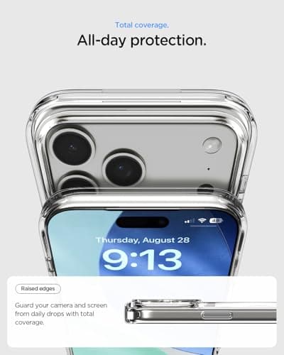 Coque iPhone 17 Pro Max 2025 avec Support 360° MagFit, DuraClear Ultra Hybrid S - Blanc