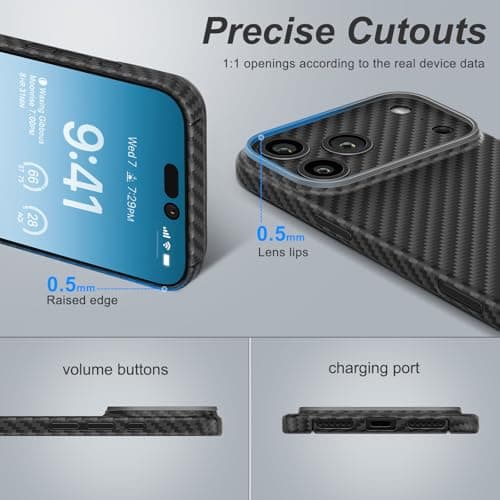 Coque Carbon Memumi Ultra Mince pour iPhone 17 Pro Max - Anti-dérapant et Protection Avancée - Noir