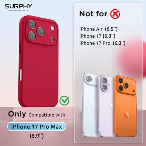SURPHY Coque AntichociPhone 17 Pro Max Silicone Liquide Rouge Global Recycled Standard Antichoc Magnétique