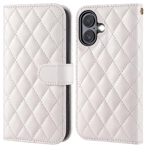 OCASE Coque en Cuir PU pour iPhone 17 Pro Max - Protection Antichoc et RFID Blocking - Noir — Diamanté Blanc