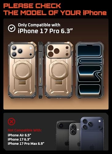 SUPCASE Coque MagSafe iPhone 17 Pro [Protection Militaire] [Support Métal Réglable] (UB Grip) Coque Magnétique Robuste p