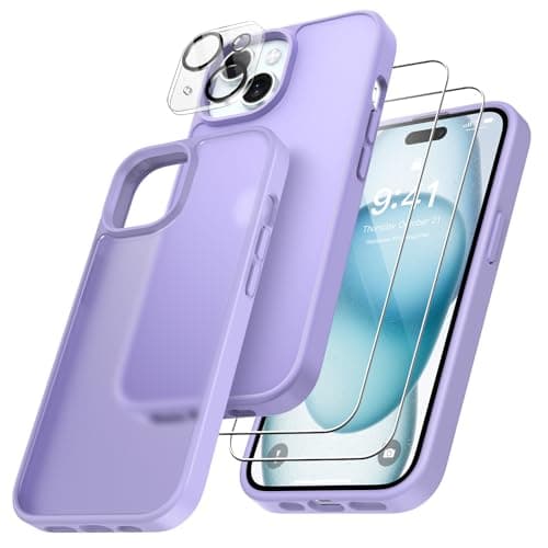 FLLAO Coque 4 en 1 pour iPhone 17 Pro | Verre Trempé x2 & Coussin d'Air IntÉgrÉ | Protection Antichoc & Antirayures | Ho — Violet clair