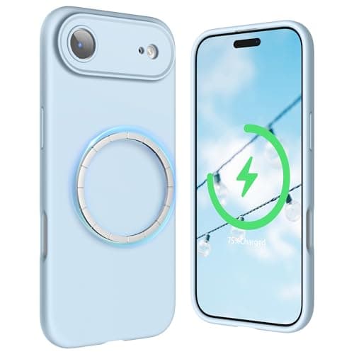 SURPHY Coque AntichociPhone 17 Pro Max Silicone Liquide Rouge Global Recycled Standard Antichoc Magnétique — Bleu Nuage