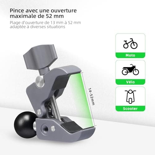 FANAUE Support de téléphone moto rotulé compatible RAM Mounts
