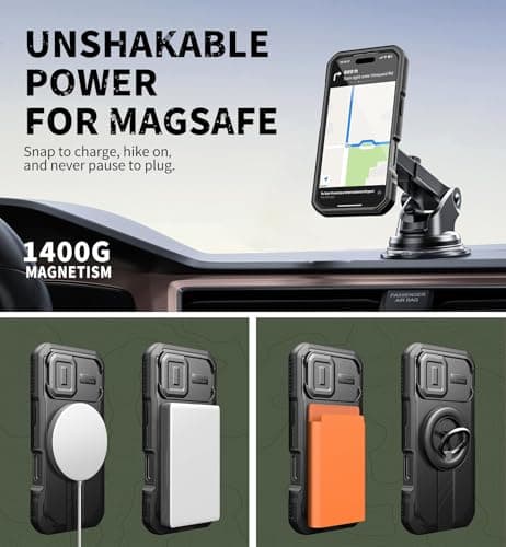 Dexnor pour iPhone 17 Coque Magnétique avec Cache Caméra Coulissant & Kickstand Réglable & Protecteur d'Écran Intégré -