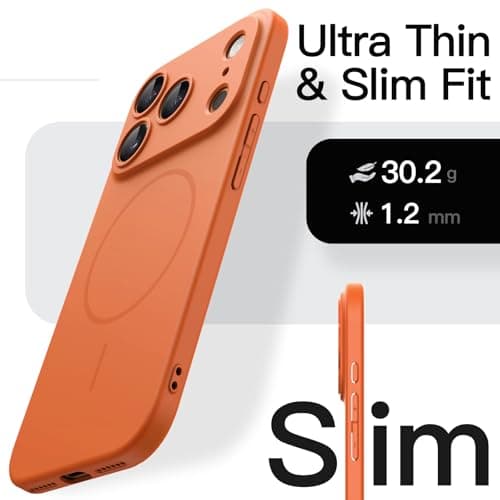 JETech Coque Magnétique Fine pour iPhone 17 Pro Max, Étui Housse Minimaliste Compatible MagSafe (Orange)  
JETech Coque