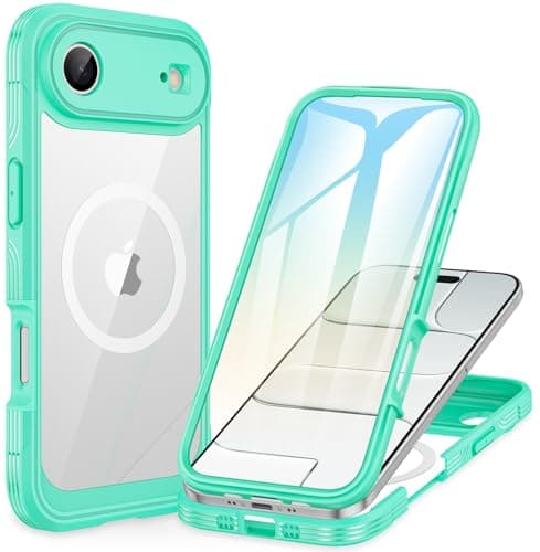 CENHUFO Magnétique Coque iPhone 17 Pro Max Intégrale 9H Protection Écran et Caméra, Antichoc Compatible MagSafe - Noir — Vert