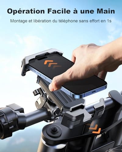 CIRYCASE Installation 3S & Anti-Vibration Ultime Support Téléphone Velo, Pince de Guidon Robuste pour Moto, 360° Rotatio