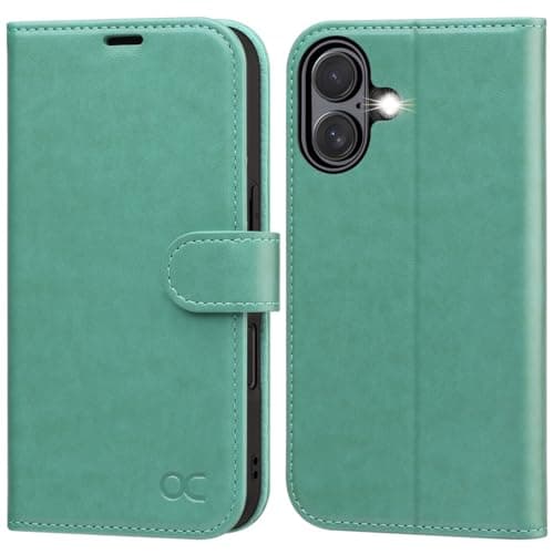 OCASE Coque en Cuir PU pour iPhone 17 Pro Max - Protection Antichoc et RFID Blocking - Noir — Vert
