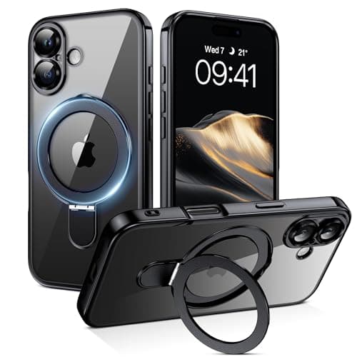 Coque BENTOBEN Magnétique iPhone 17 Magsafe Anti Rayures,Noir,Camera Protection Support Anneau Intégré 6.3" Réussite Étu