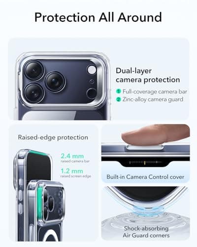 ESR Coque iPhone 17 Pro Max | Protection Qualité Militaire, Commande de Caméra MagSafe Compatible, Protection Antichute