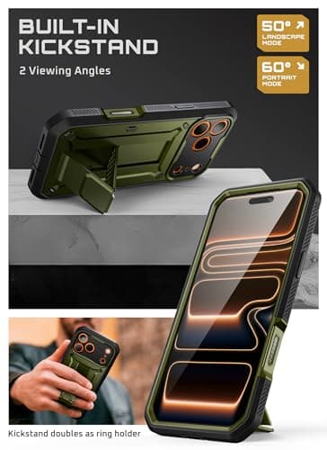 SUPCASE Coque pour iPhone 17 Pro 2025 [Protection Militaire & Béquille Intégrée] Coque Intégrale Robuste pour iPhone 17