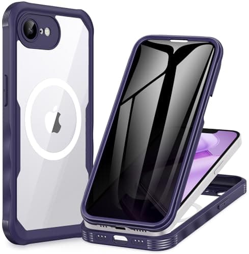 CENHUFO Magnétique Coque iPhone 17 Pro Max Intégrale 9H Protection Écran et Caméra, Antichoc Compatible MagSafe - Noir — Anti Espion Violet