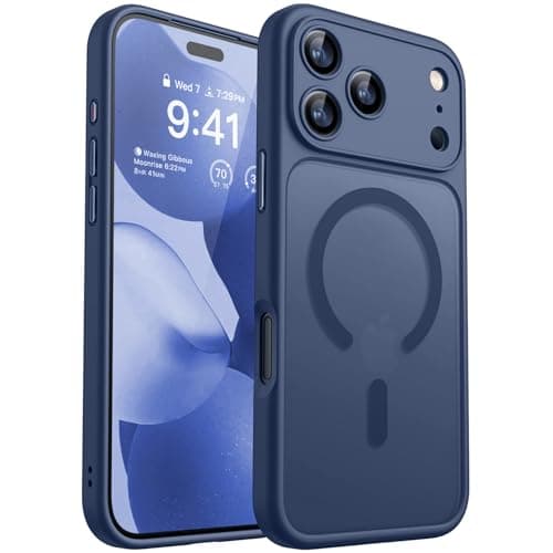 Coque Magnétique pour iPhone 17 Pro Max (6,9 Pouces), Compatible avec MagSafe, Housse Étui de Protection Antichoc et à P — Bleu Foncé