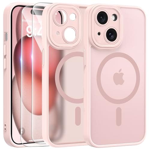 Coque Magnétique FLLAO pour iPhone 17 Pro Noir | 2 Verres Trempés + Protection MagSafe | Protection Totale et Étui Mat T — Rose-1