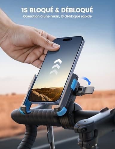 Lamicall Support Téléphone Vélo Moto 1S Verrouillage 360° Rotation Ne Bloque Pas Caméra pour iPhone 17-11 Huawei |7-7"